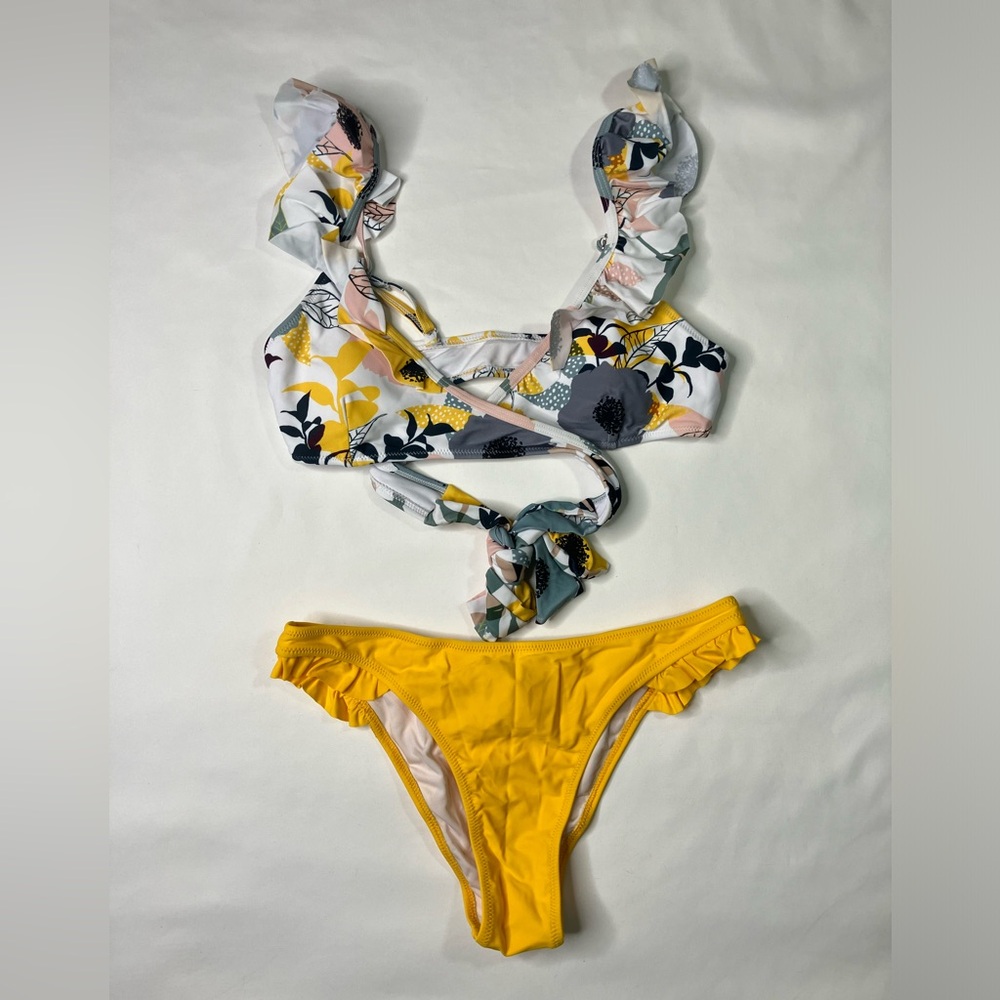 Yellow Floral Bikini NWOT